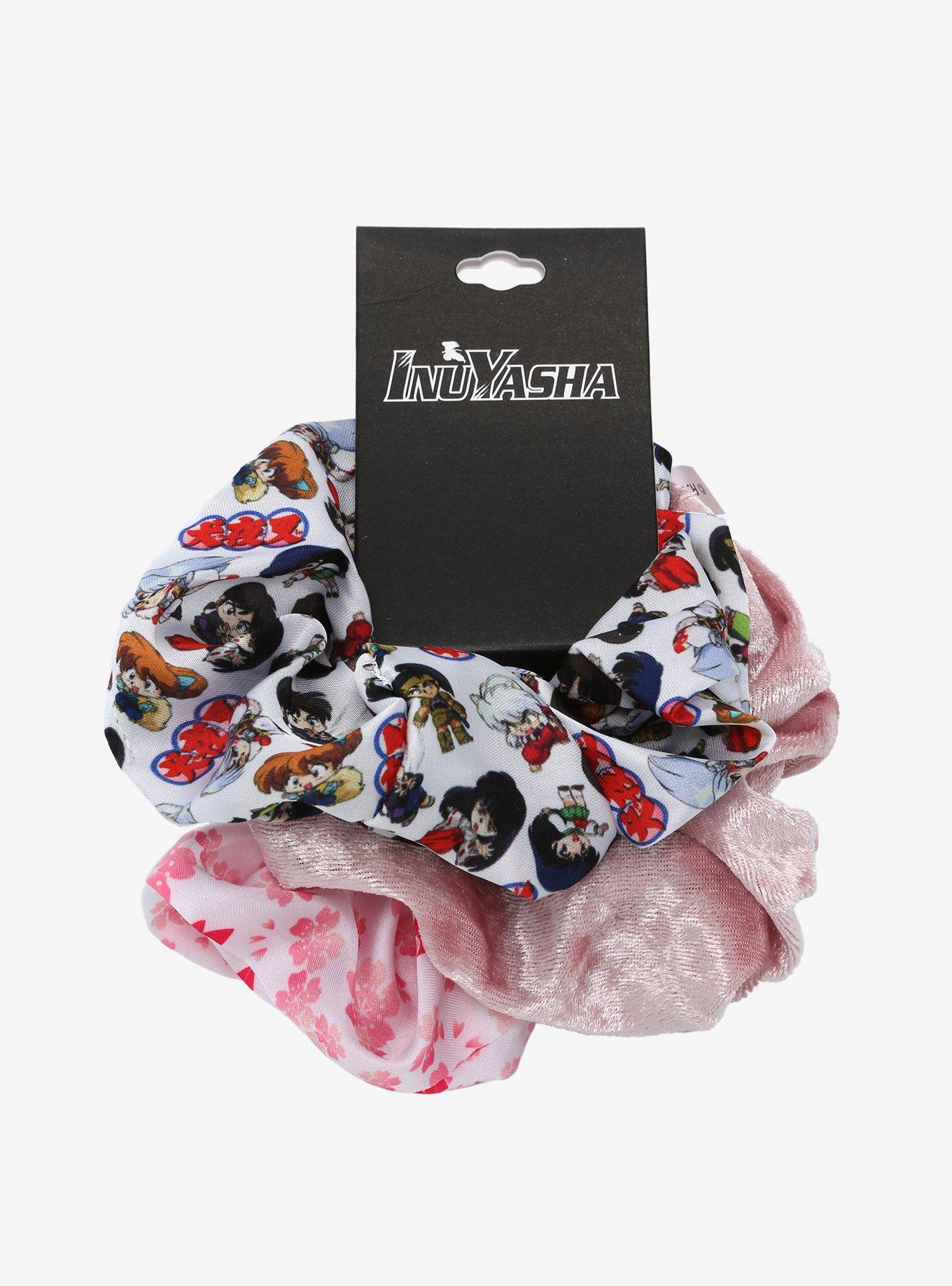 InuYasha Chibi Characters & Cherry Blossoms Scrunchy Set - BoxLunch Exclusive, , alternate