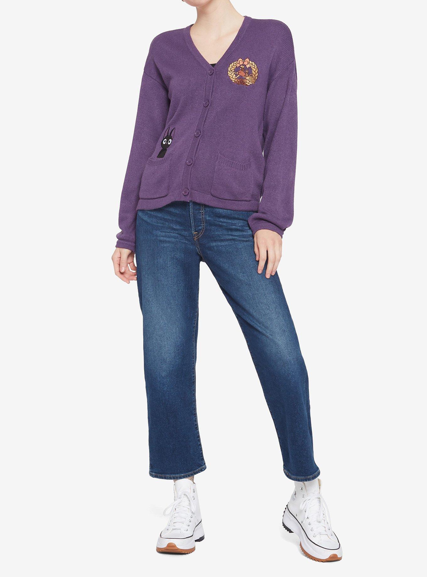 Studio Ghibli Kiki's Delivery Service Purple Embroidered Skimmer Cardigan, MULTI, alternate