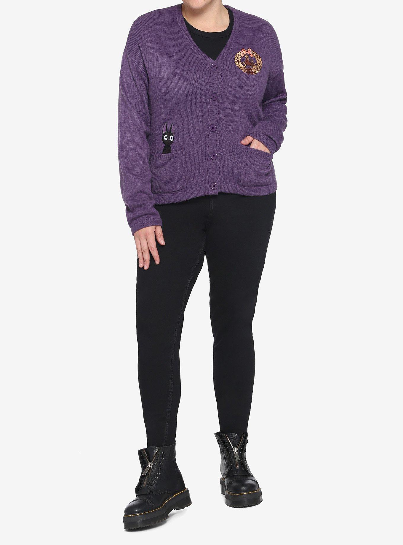 Studio Ghibli Kiki's Delivery Service Purple Embroidered Skimmer Cardigan Plus Size, MULTI, alternate