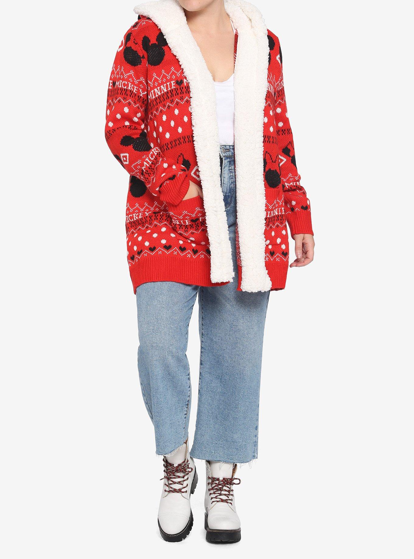 Disney Mickey Mouse & Minnie Mouse Sherpa Open Cardigan Plus Size, MULTI, alternate