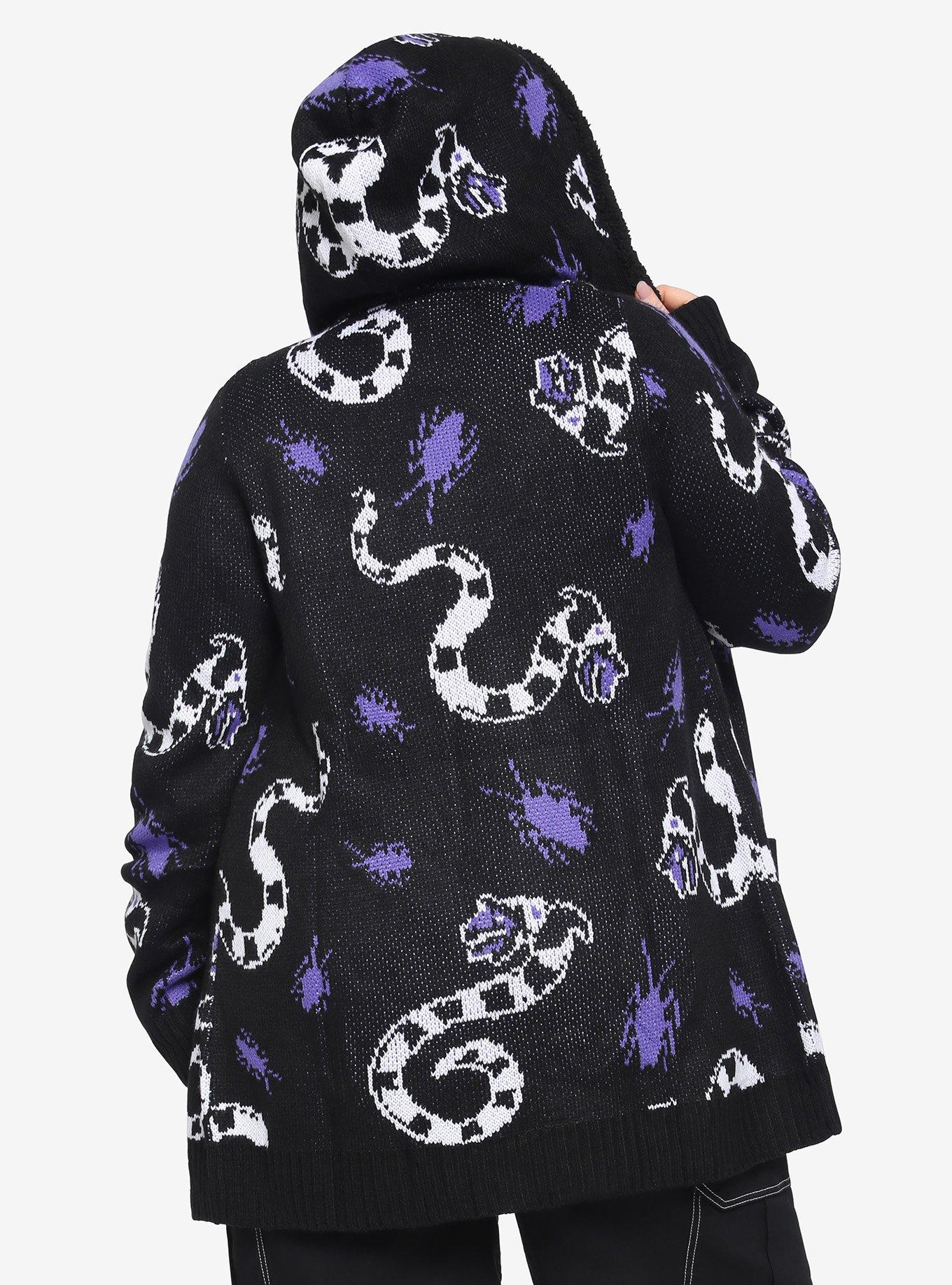Beetlejuice Sandworms Sherpa Open Cardigan Plus Size, MULTI, alternate