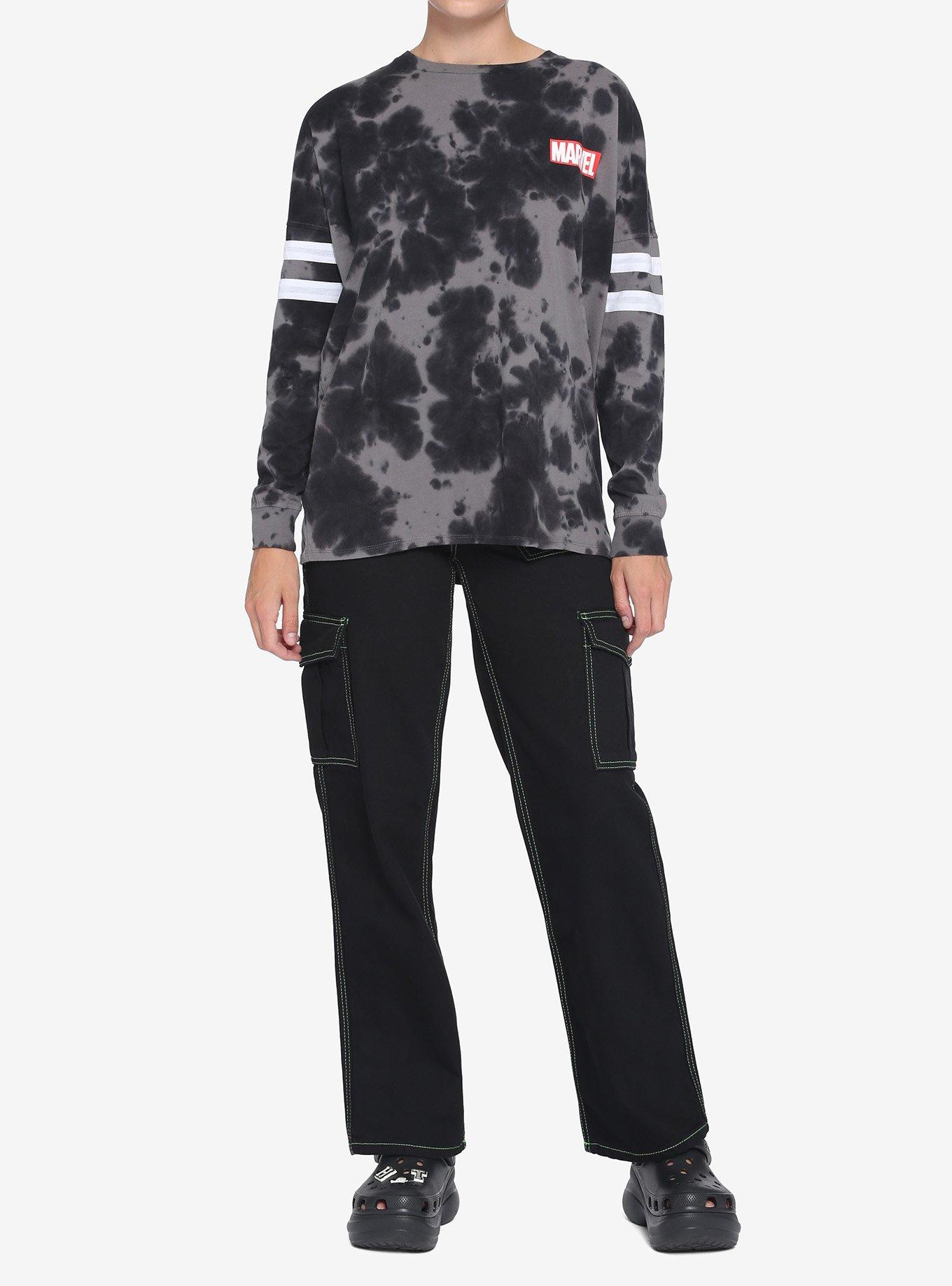 Her Universe Marvel Logo Black Wash Long-Sleeve T-Shirt, MULTI, alternate