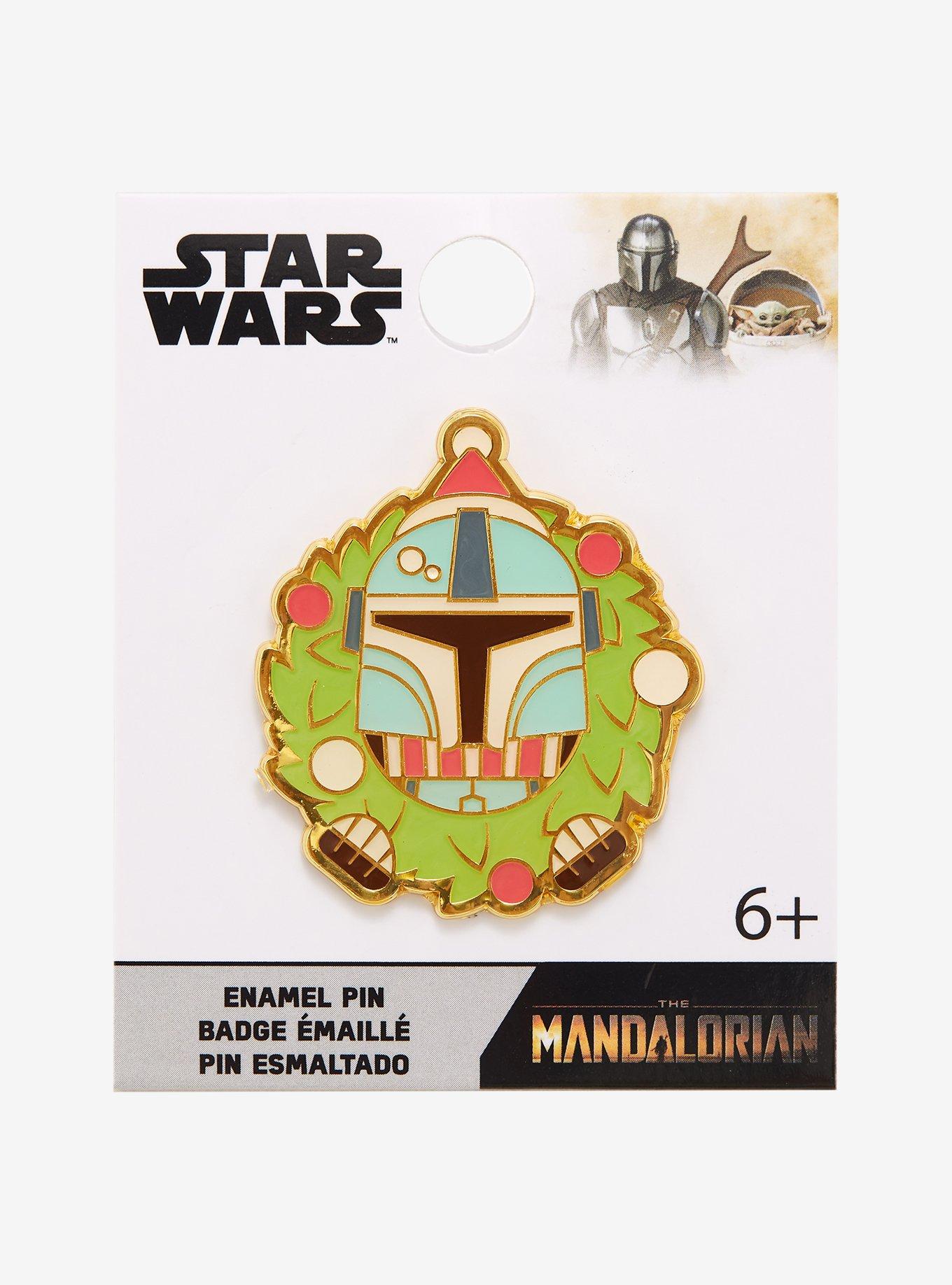 Loungefly Star Wars The Mandalorian Mando Holiday Wreath Enamel Pin - BoxLunch Exclusive, , alternate