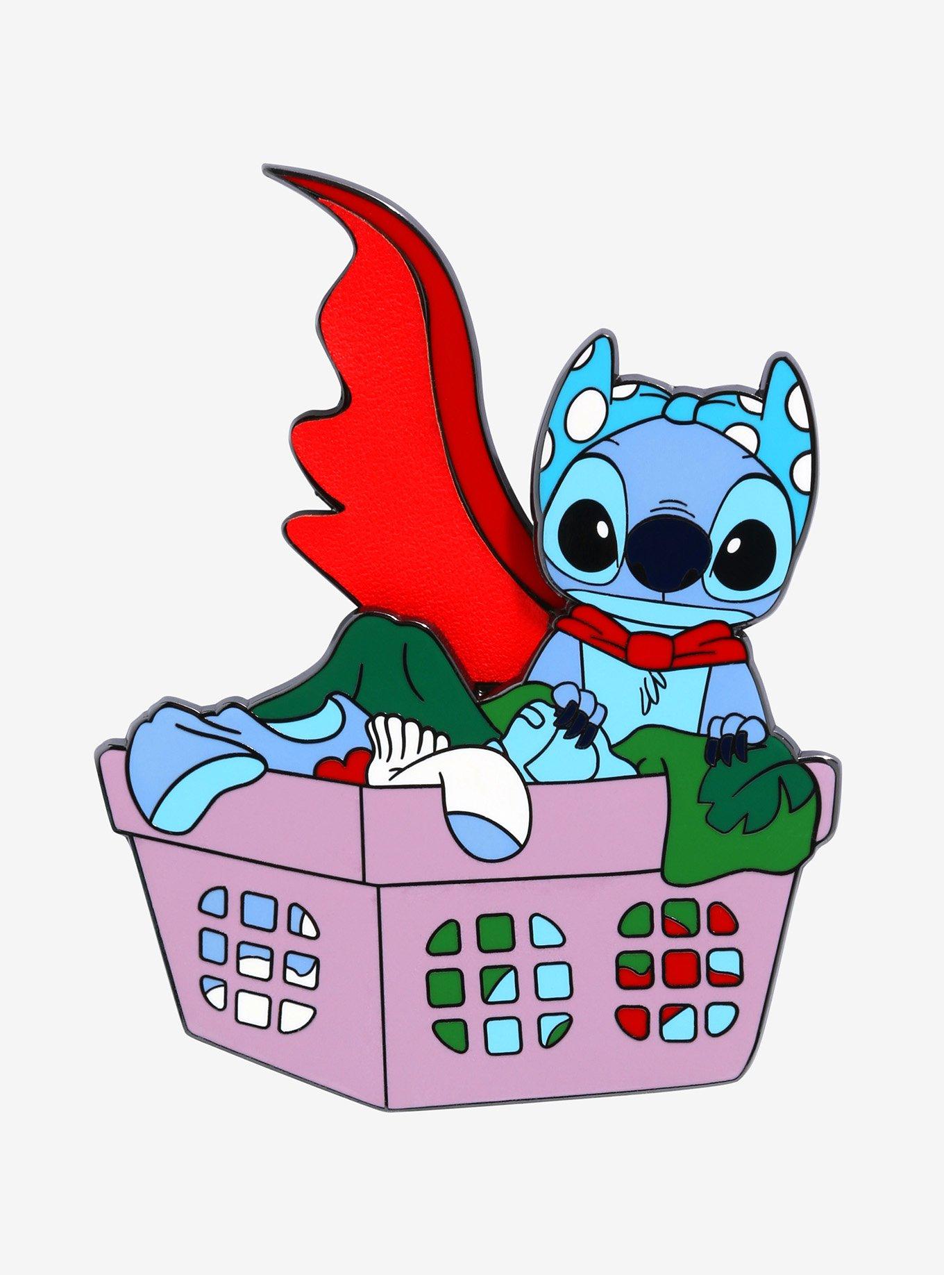Loungefly Disney Lilo & Stitch Stitch with Laundry Limited Edition Enamel Pin - BoxLunch Exclusive, , alternate