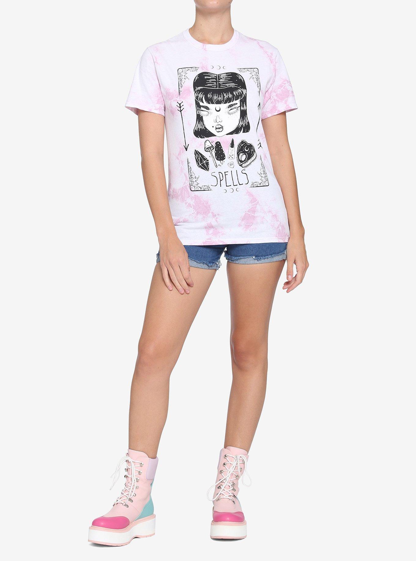 Spells Pink Tie-Dye Boyfriend Fit Girls T-Shirt By Lolle, MULTI, alternate