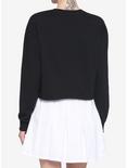 Black Embroidered Mushroom Crop Girls Sweatshirt, BLACK, alternate