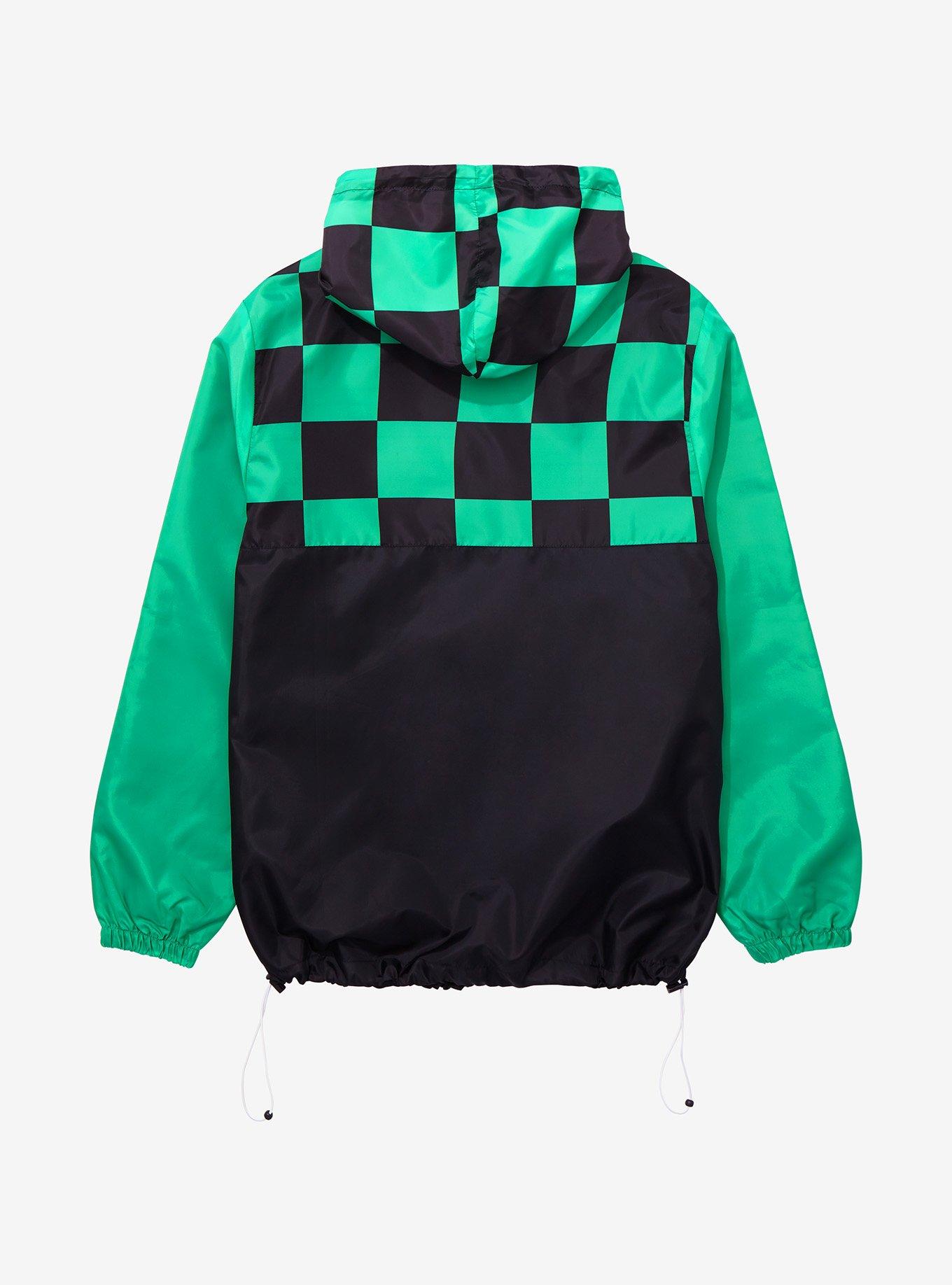 Demon Slayer: Kimetsu no Yaiba Tanjiro Kamado Checkered Anorak Jacket - BoxLunch Exclusive, GREEN  BLACK, alternate