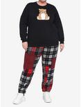 Teddy Bear Patch Girls Sweatshirt Plus Size, BLACK, alternate