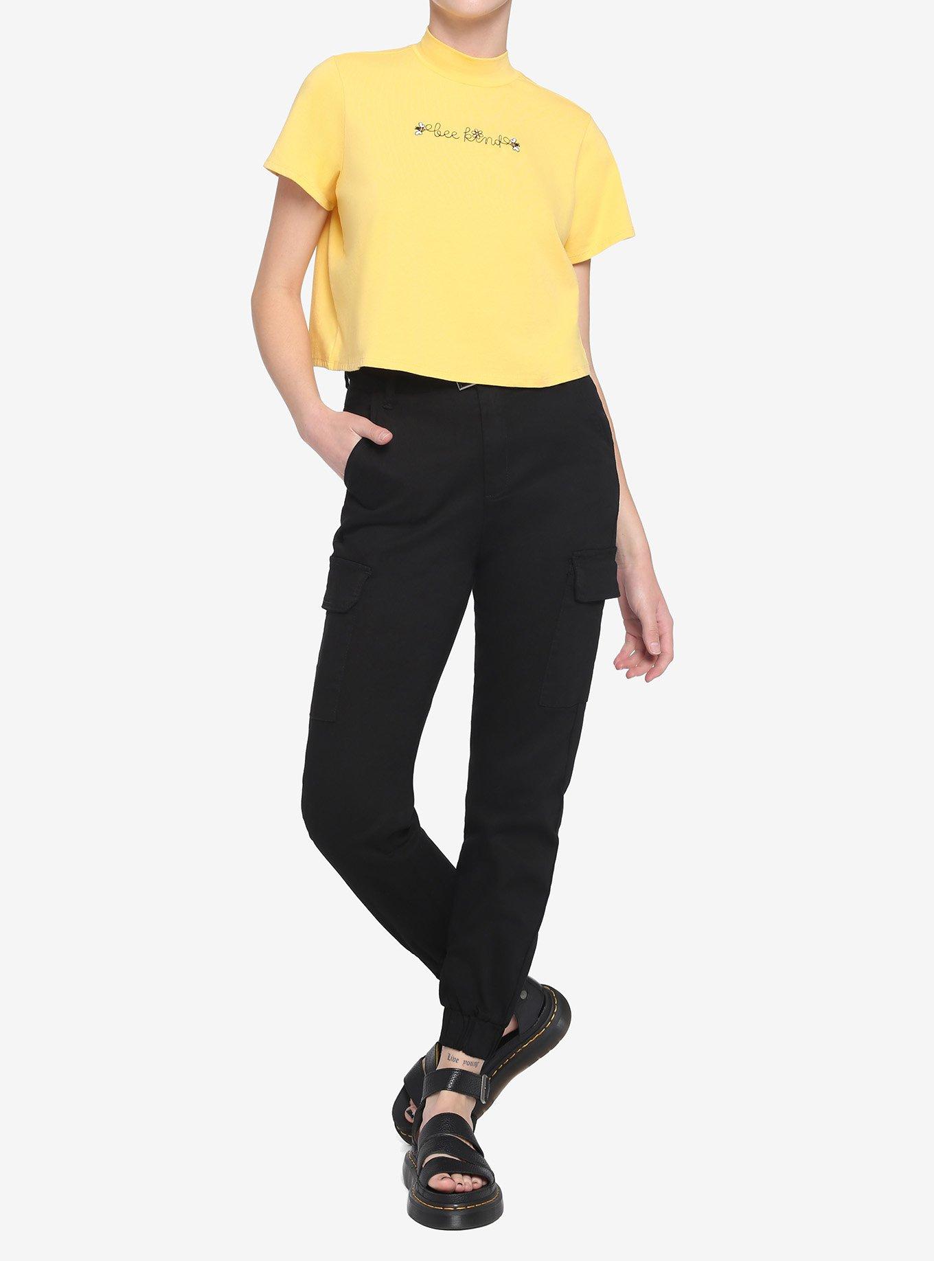 Bee Kind Mock Neck Girls Crop T-Shirt, , hi-res