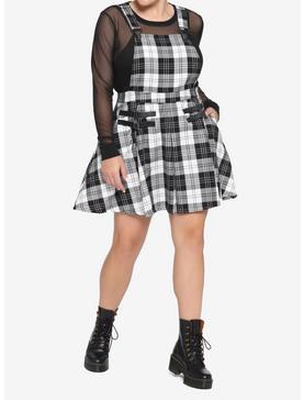 Black & White Plaid Pleated Skirtall Plus Size, , hi-res