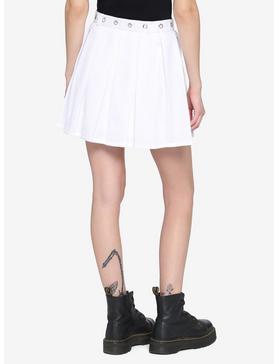 White Grommet Belt Pleated Skirt, , hi-res