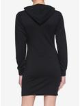 Black Corset Hoodie Long-Sleeve Dress, BLACK, alternate