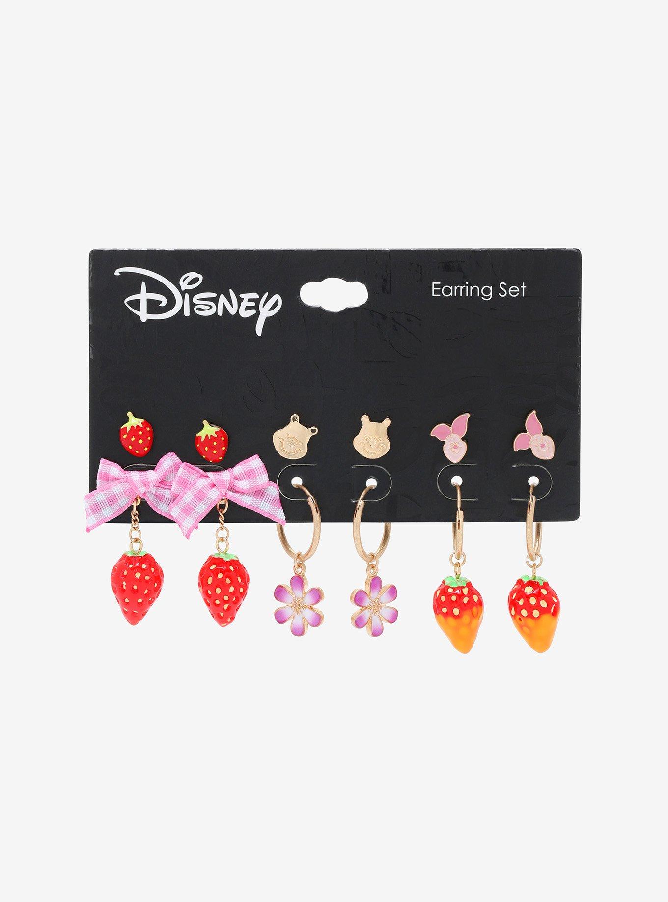 Disney Winnie The Pooh Piglet Pooh & Strawberries Earring Set, , alternate