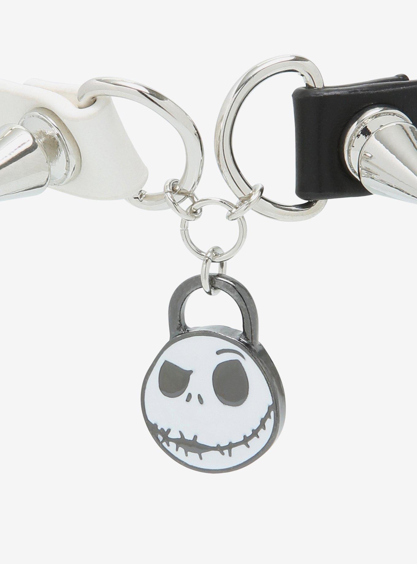 The Nightmare Before Christmas Black & White Jack Skellington Padlock Spiked Choker, , alternate