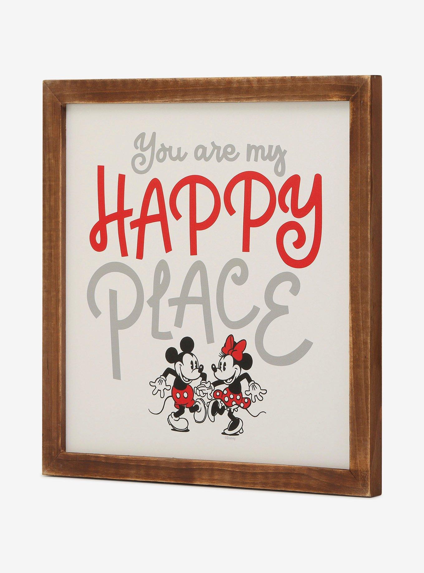 Disney Mickey Mouse Mickey & Minnie Happy Place Wood Framed Wall Decor, , alternate