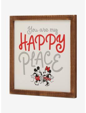 Plus Size Disney Mickey Mouse Mickey & Minnie Happy Place Wood Framed Wall Decor, , hi-res