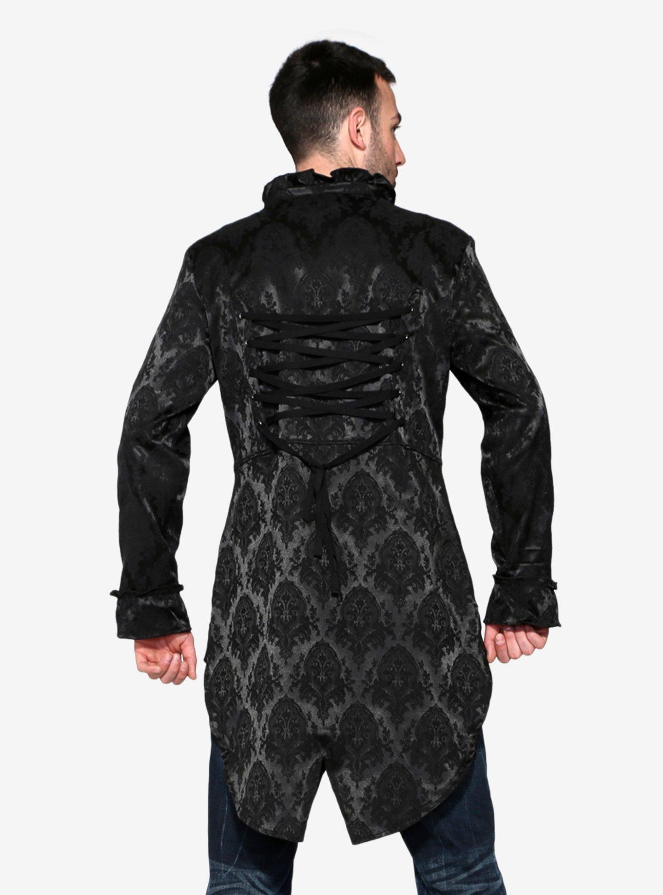 Black Brocade Coat, BLACK, alternate