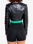 Azalea Wang Scales Cropped Faux Leather Jacket, BLACK, alternate