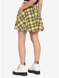 Yellow Plaid Lace-Up Skirt, PLAID - YELLOW, alternate