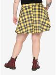 Yellow Plaid Lace-Up Skirt Plus Size, PLAID - YELLOW, alternate