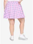 Pink & Blue Plaid Lace-Up Skirt Plus Size, PLAID - PINK, alternate