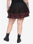 Maroon Plaid Yoke Skirt Plus Size, PLAID, alternate