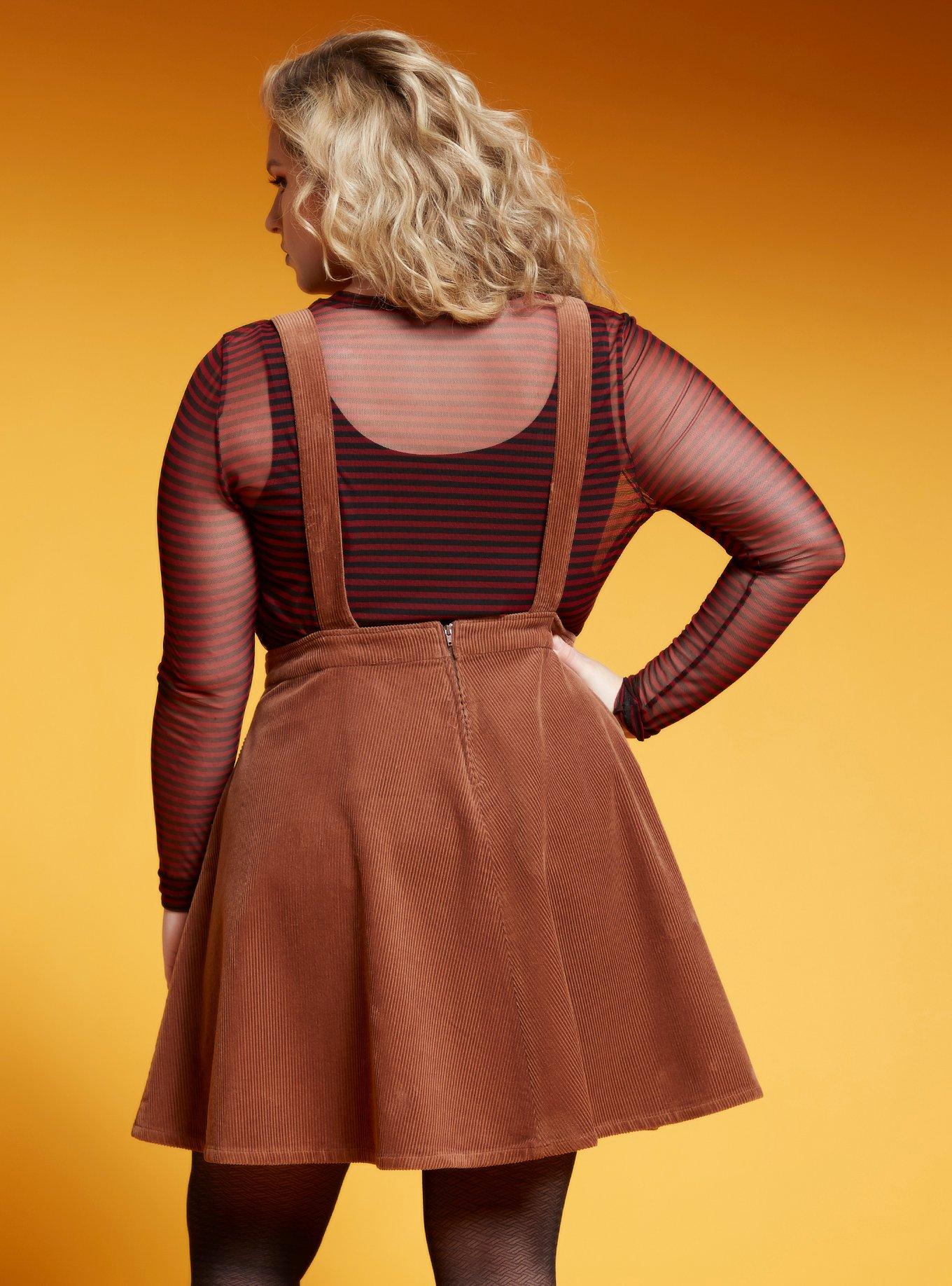 Teddy Bear Corduroy Skirtall Plus Size, BROWN, alternate