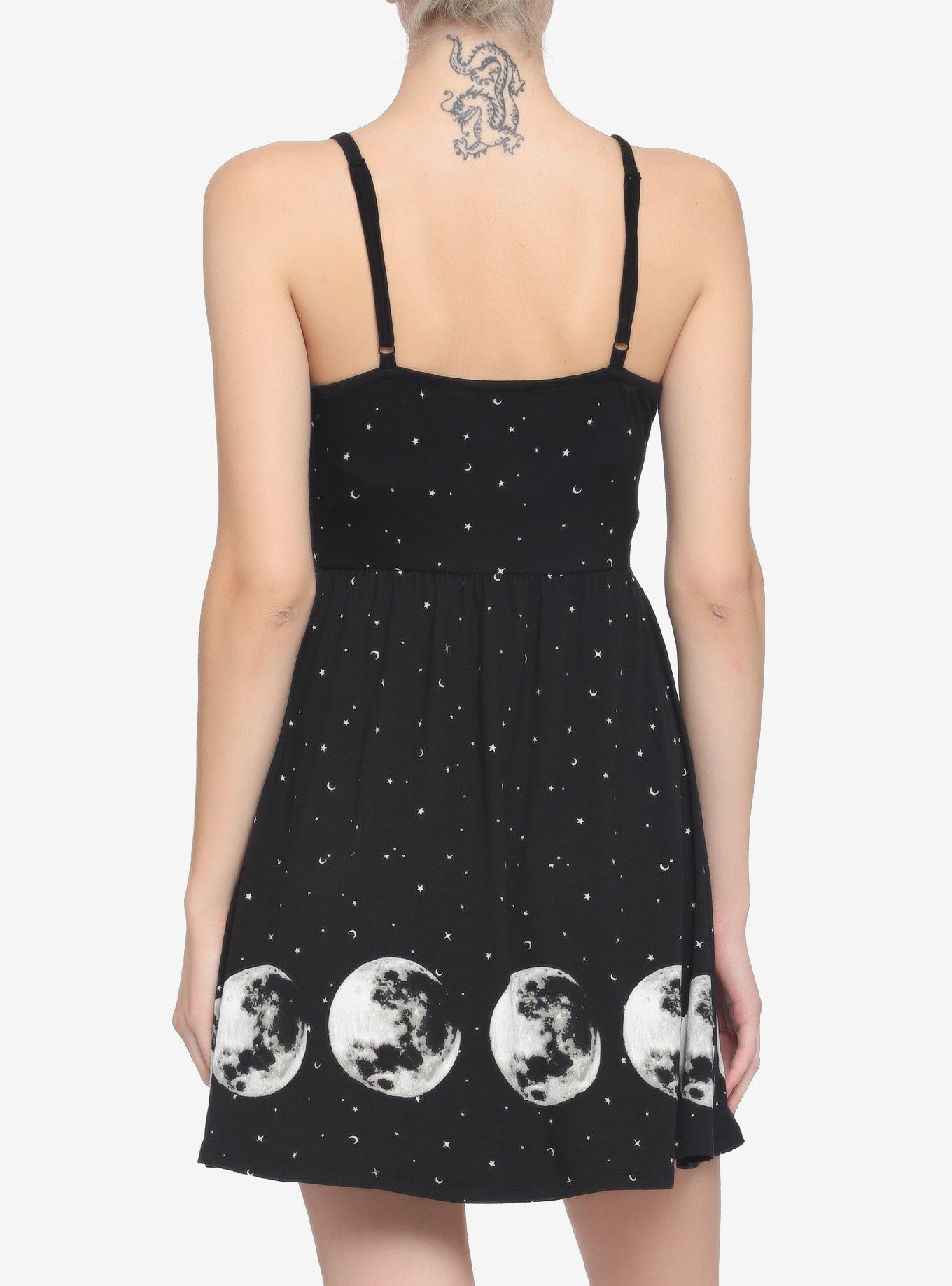 Moon Phase Strappy Dress, BLACK, alternate
