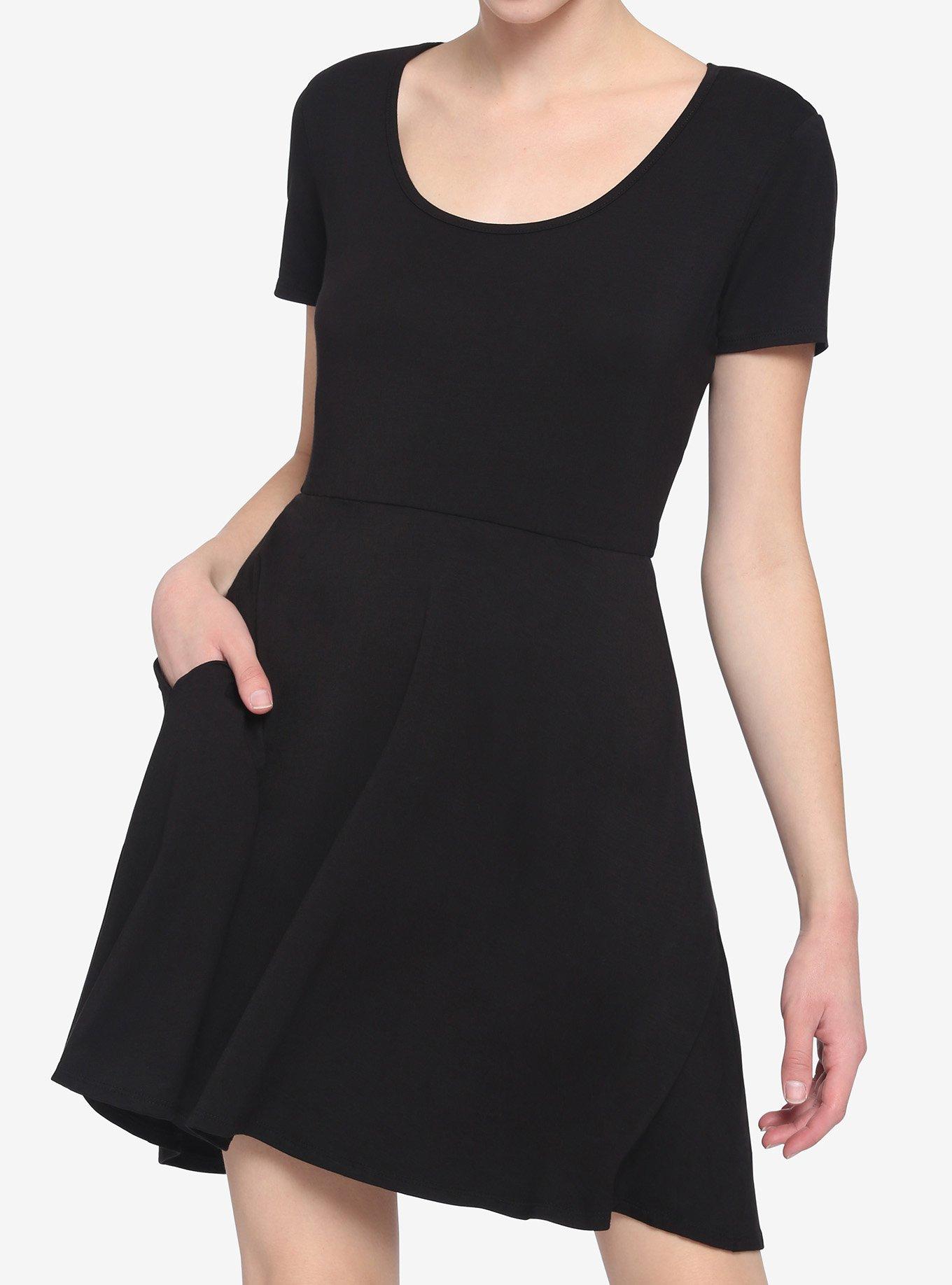 Black Moon Phase Lace Back Dress, BLACK, alternate