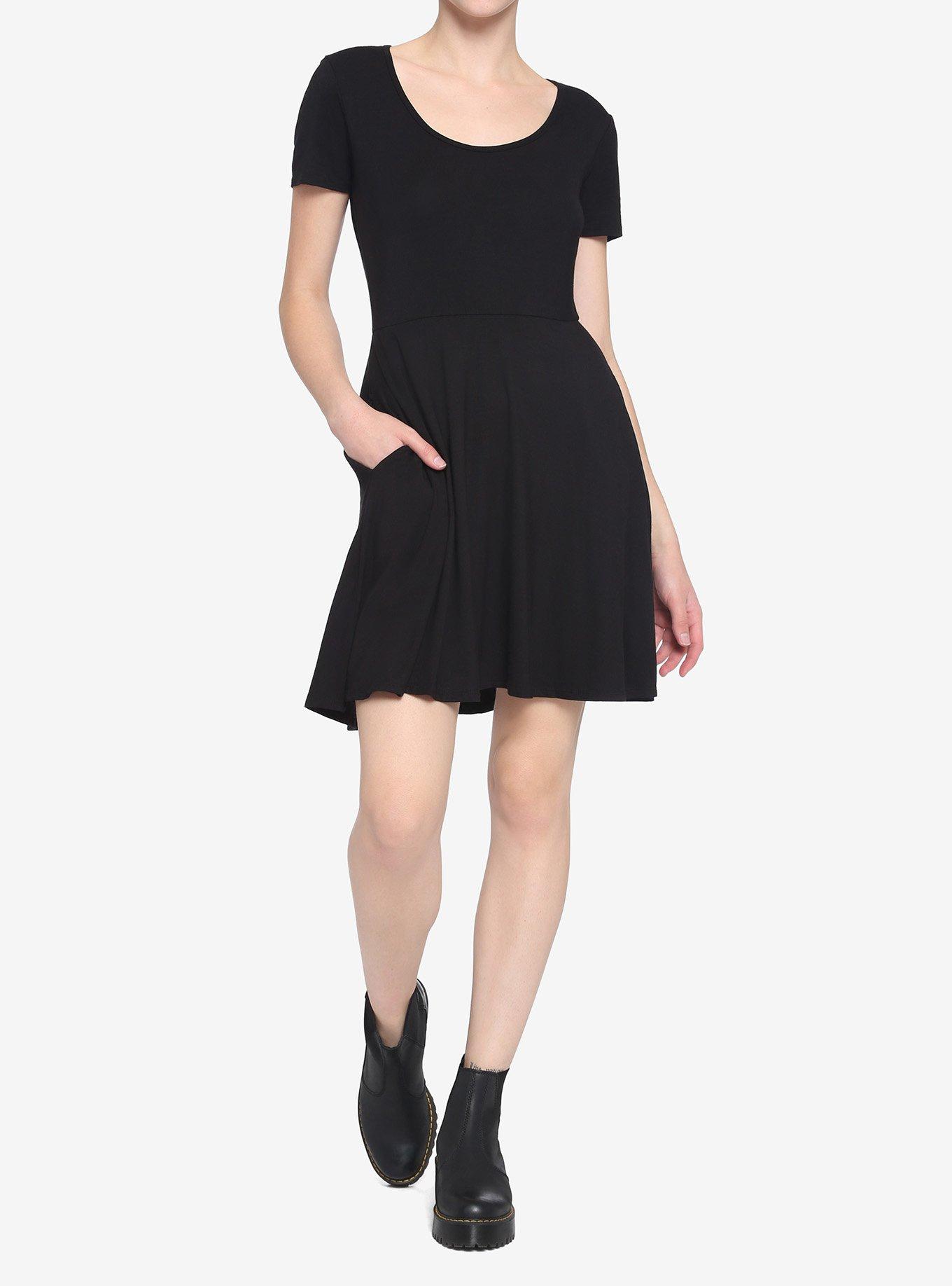 Black Moon Phase Lace Back Dress, BLACK, alternate