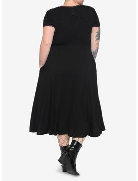 Black Henley Midi Dress Plus Size, , hi-res
