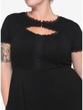 Black Henley Midi Dress Plus Size, BLACK, alternate