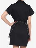 Black Front Zipper Hardware Grommet Dress, BLACK, alternate