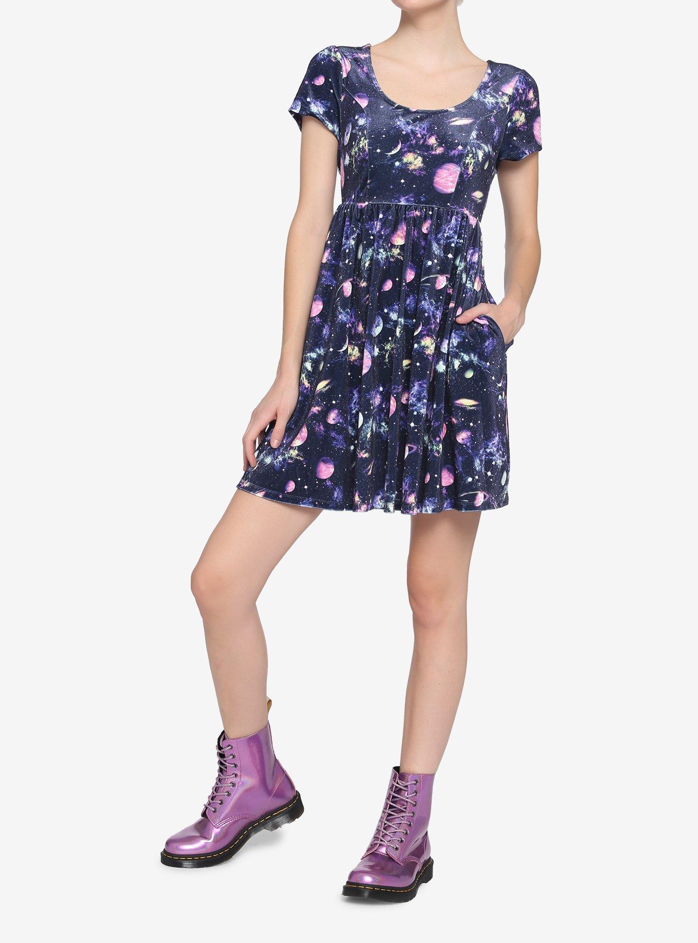 Galaxy Velvet Babydoll Dress, GALAXY, alternate