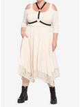Ivory O-Ring Harness Cold Shoulder Dress Plus Size, CREAM, alternate