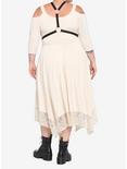 Ivory O-Ring Harness Cold Shoulder Dress Plus Size, CREAM, alternate