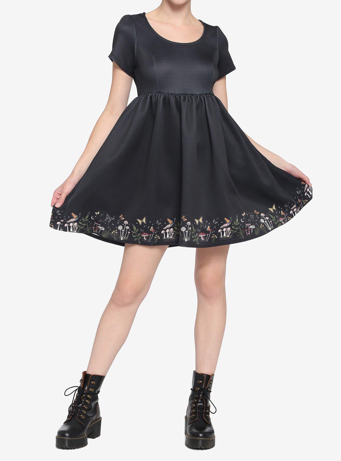 Mushroom Border Babydoll Dress, MUSHROOM, alternate