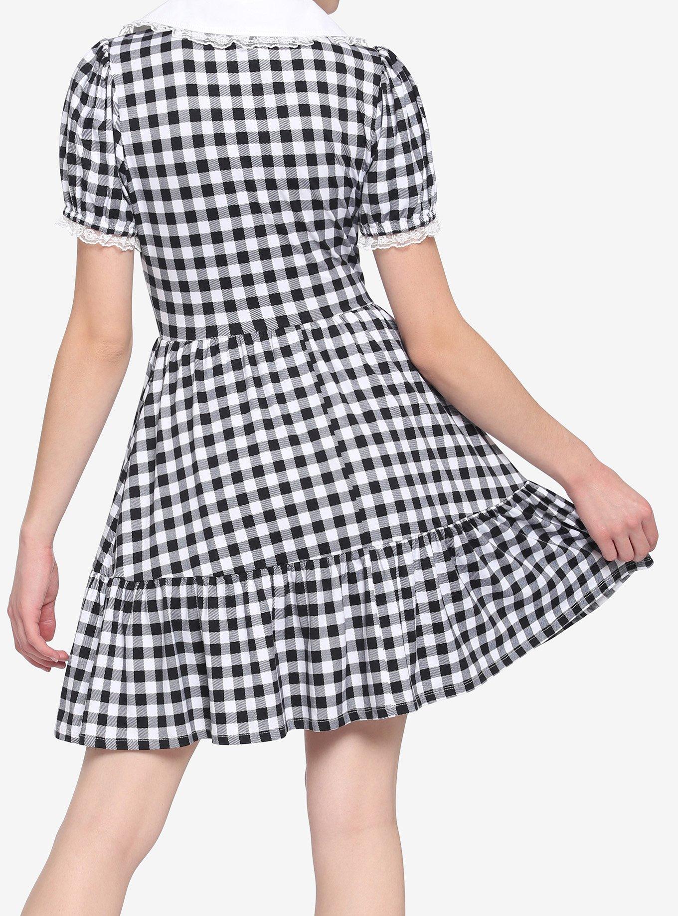 Black & White Buffalo Checkered Tiered Dress, BUFFALO CHECK, alternate