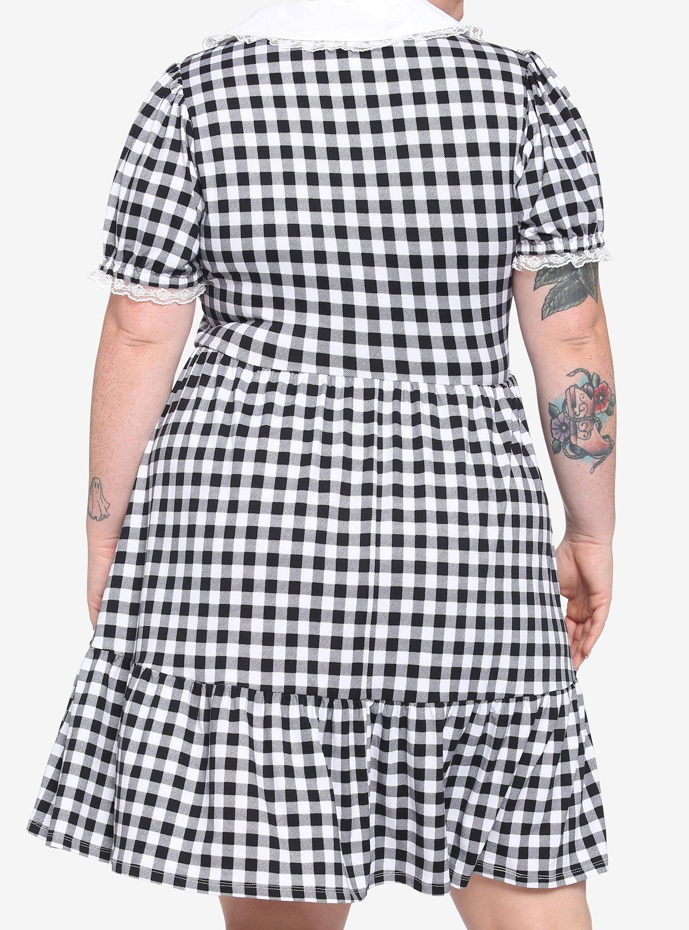 Black & White Buffalo Checkered Tiered Dress Plus Size, BUFFALO CHECK, alternate
