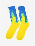 Billie Eilish Blue & Yellow Flame Crew Socks, , alternate