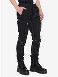 Black Zipper Hardware Jogger Pants, BLACK, alternate