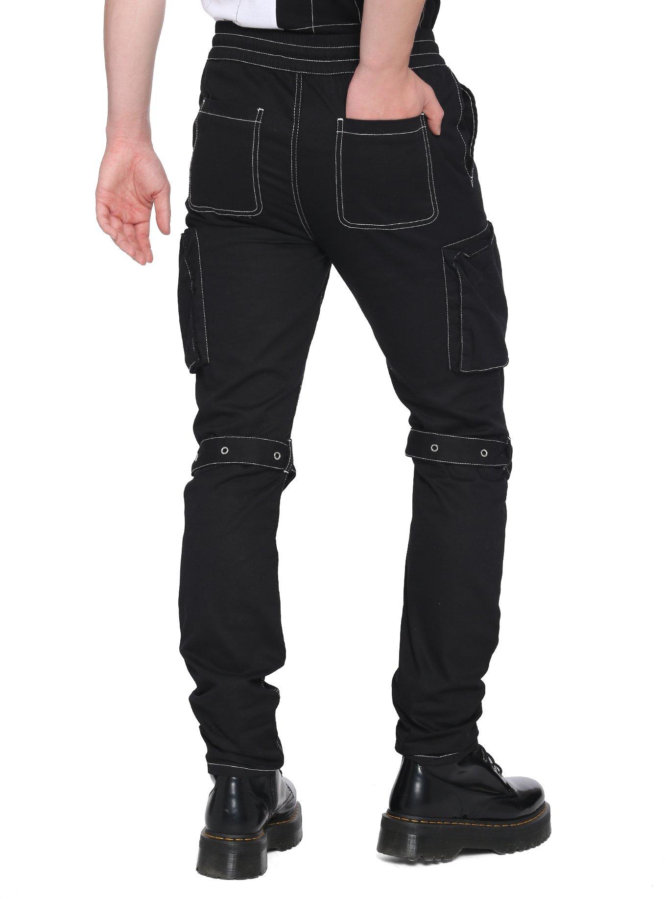 Black Zipper Hardware Jogger Pants, BLACK, alternate