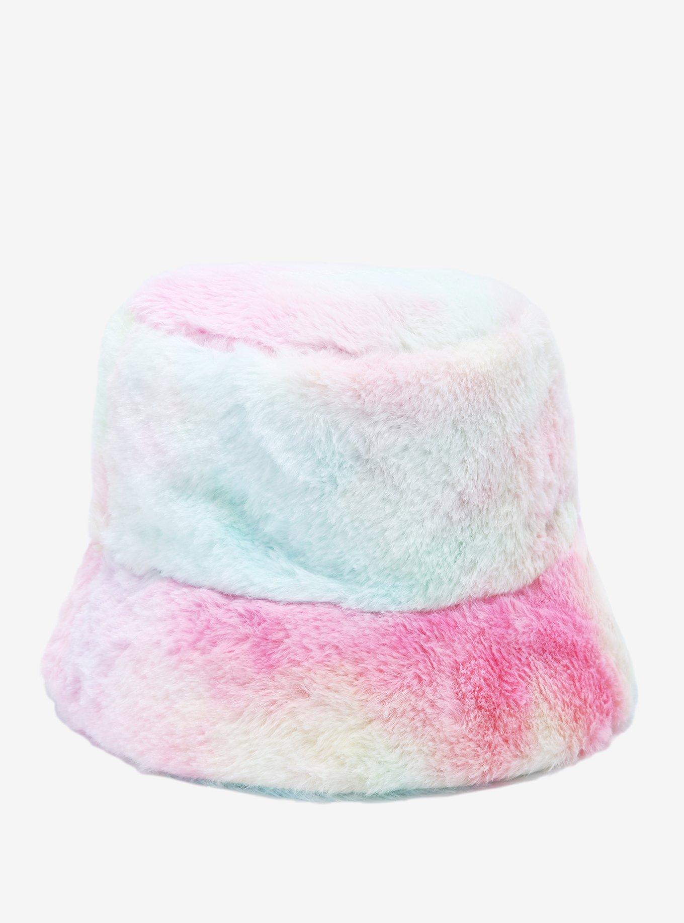Pastel Tie-Dye Fuzzy Bucket Hat, , alternate