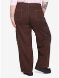 Brown & White Stitch Hi-Rise Carpenter Pants Plus Size, BROWN, alternate