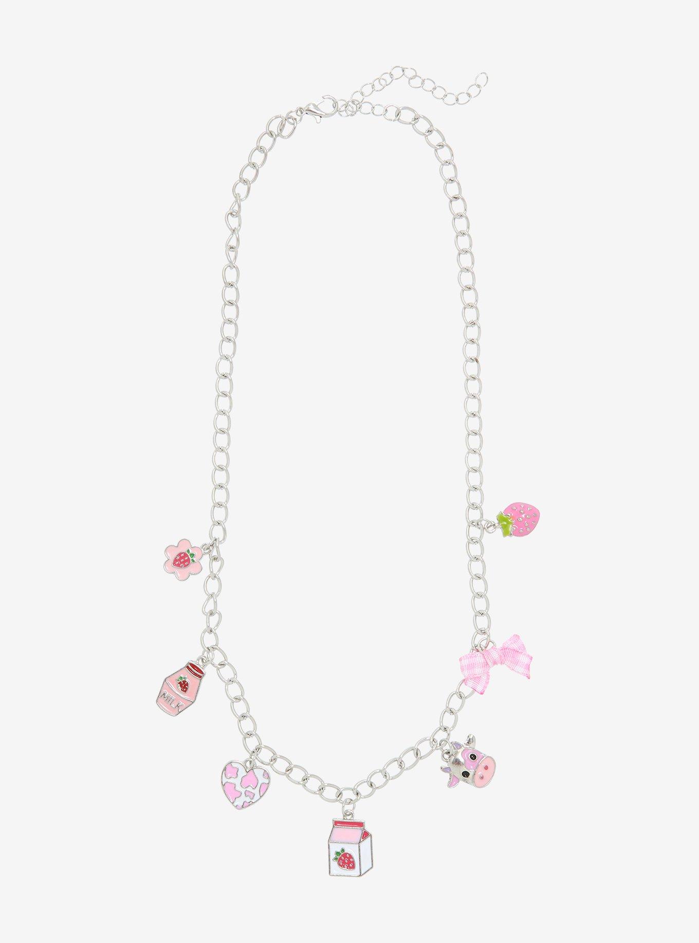 Strawberry Milk Charm Necklace, , alternate