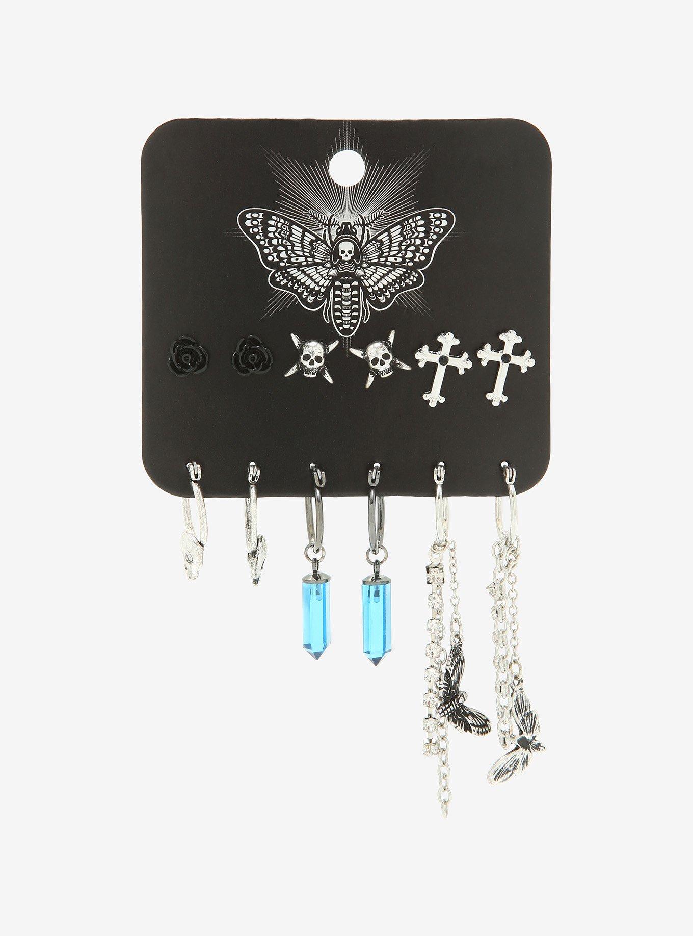 Death Moth Gothic Earring Set, , alternate