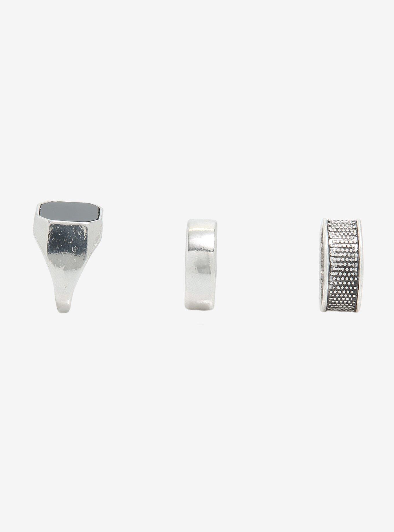 Silver & Black Guys Ring Set, , alternate
