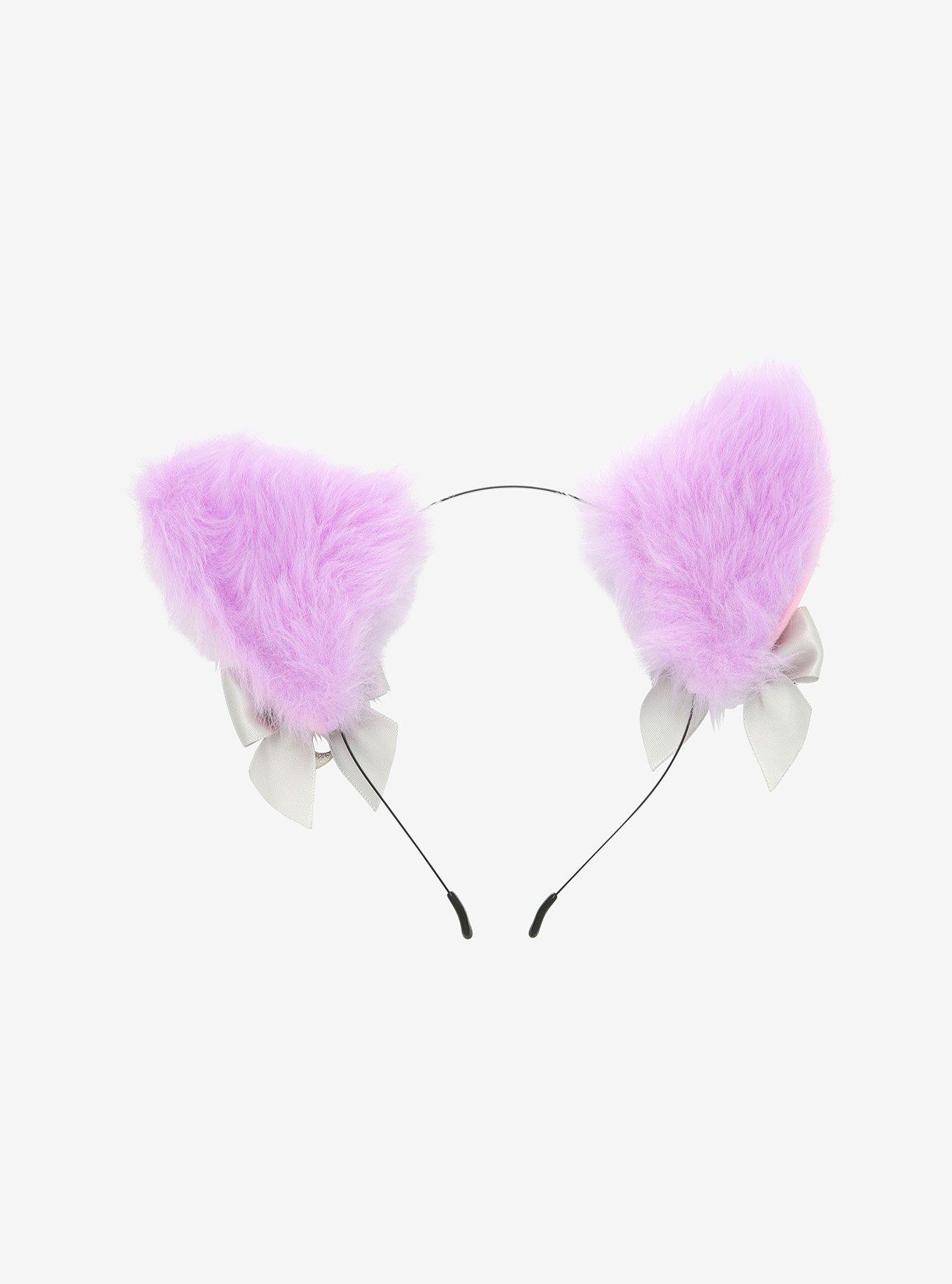 Pink & Lavender Celestial Ribbon Fuzzy Cat Ear Headband, , alternate
