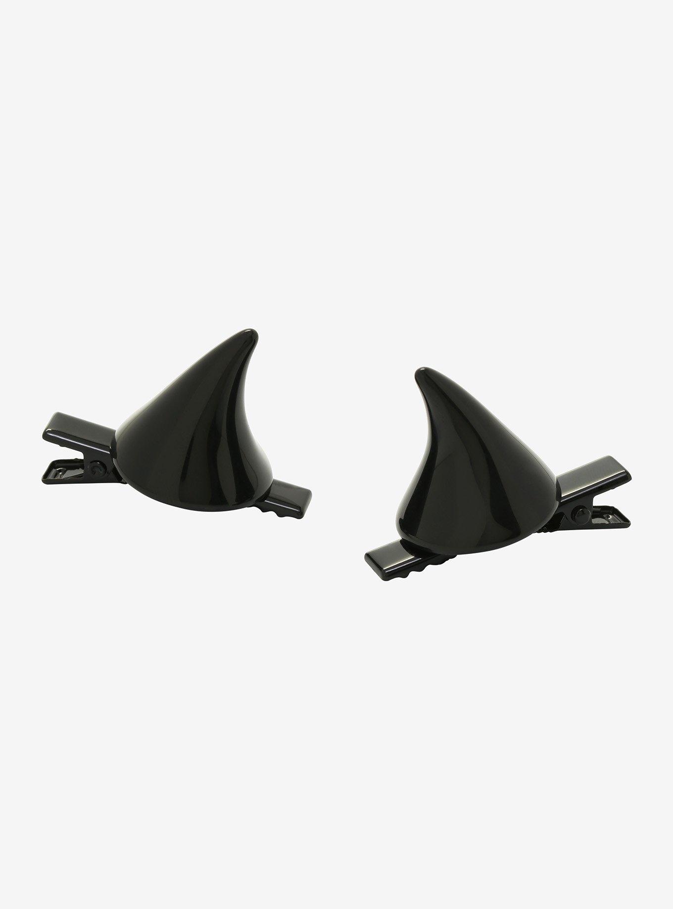 Black Mini Horns Hair Clip Set, , alternate