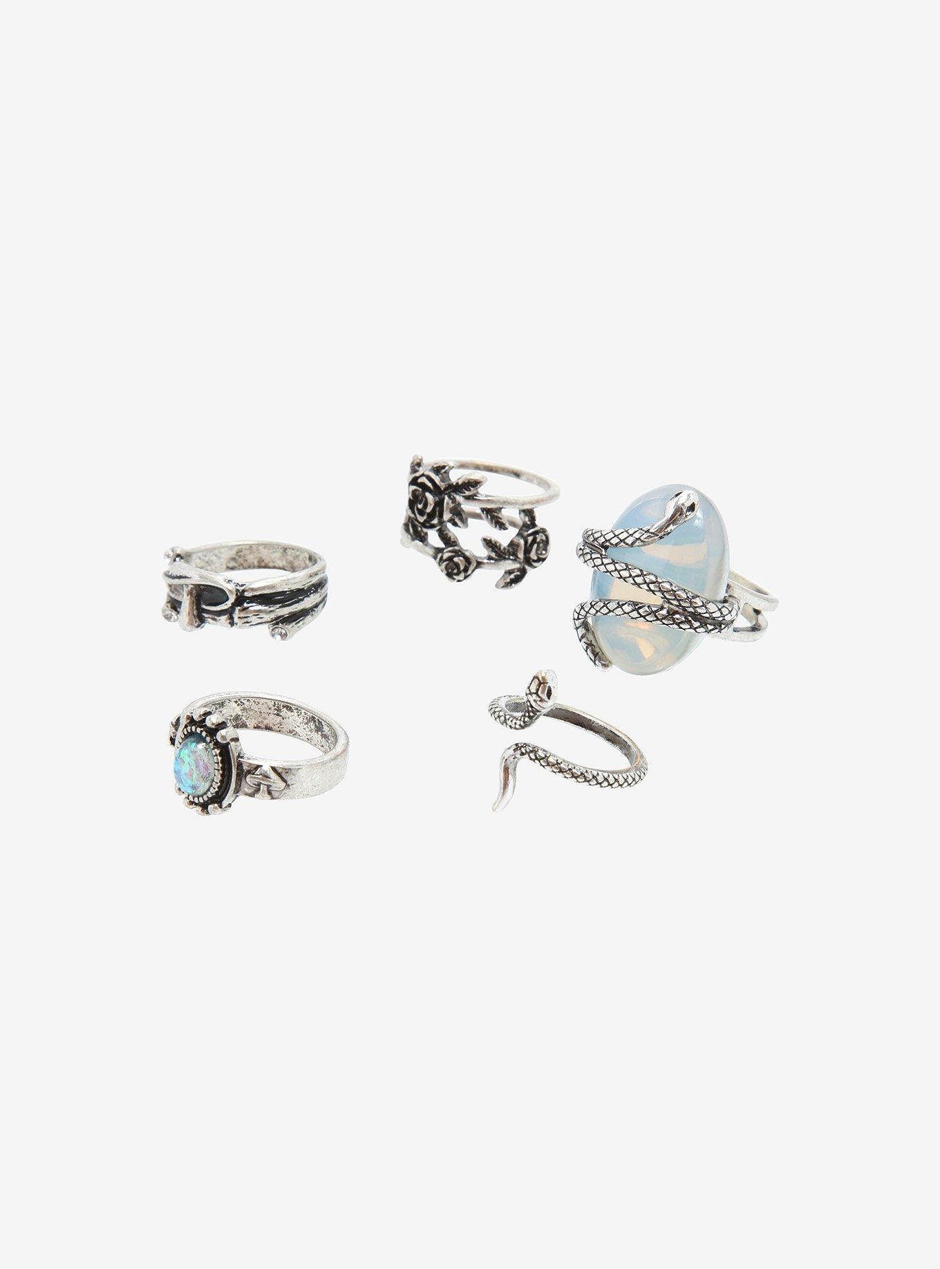 Snake Crystal Ring Set, , alternate
